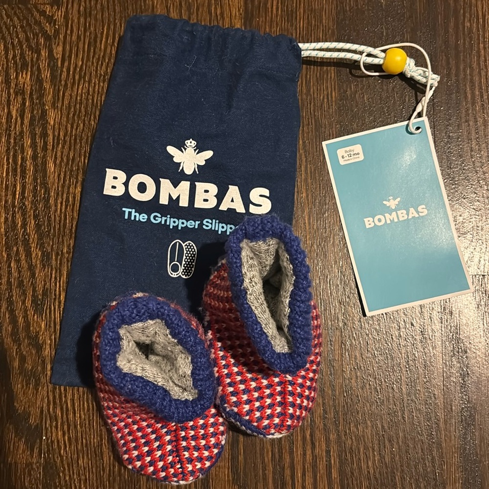 New Bombas toddler gripper slippers size 6 to 12 month baby